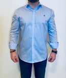 Camisa Azul Celeste Logo Azul Marino