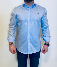 Camisa Azul Celeste Logo Azul Marino