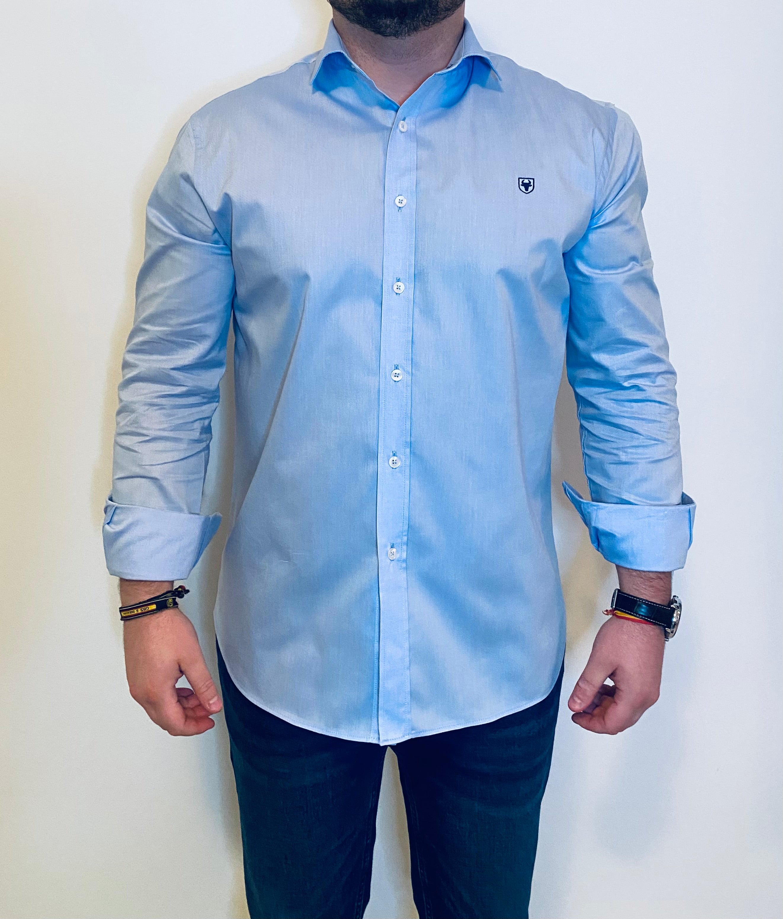 Camisa Azul Celeste Logo Azul Marino