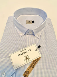 Camisa Oxford Cuadros Pequeños Azul