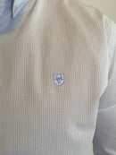 Camisa Oxford Cuadros Pequeños Azul