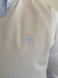 Camisa Oxford Cuadros Pequeños Azul