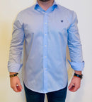 Camisa Azul Celeste Logo Azul Marino