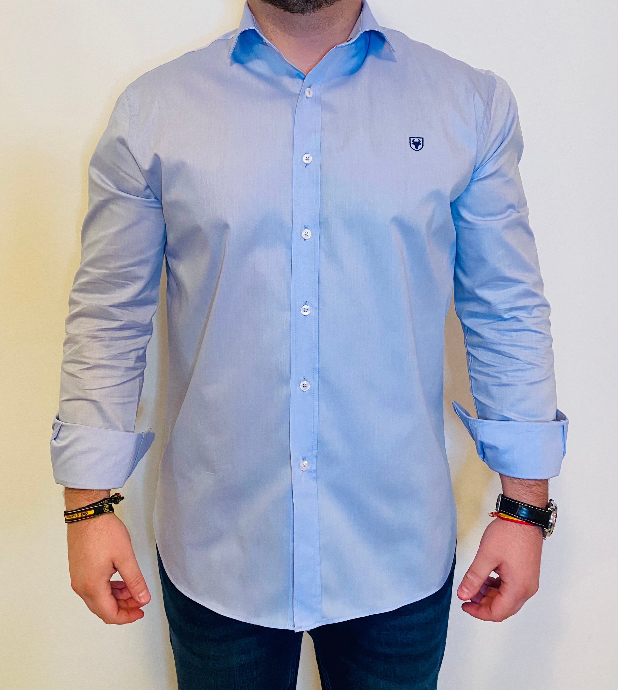 Camisa Azul Celeste Logo Azul Marino