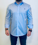 Camisa Azul Celeste Logo Azul Marino