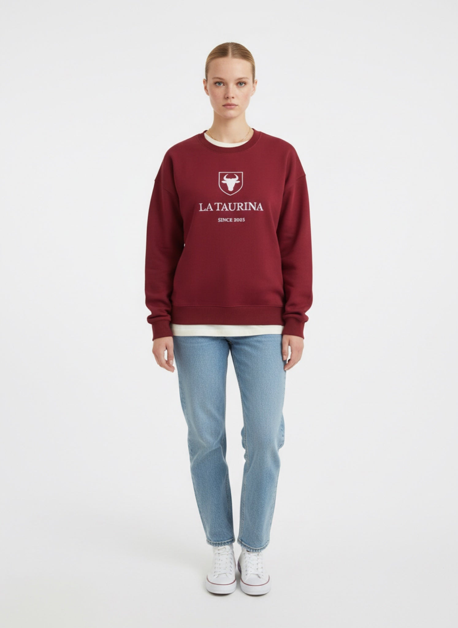 Sudadera UNISEX La Taurina Rojo Granate - Entretiempo Oversize