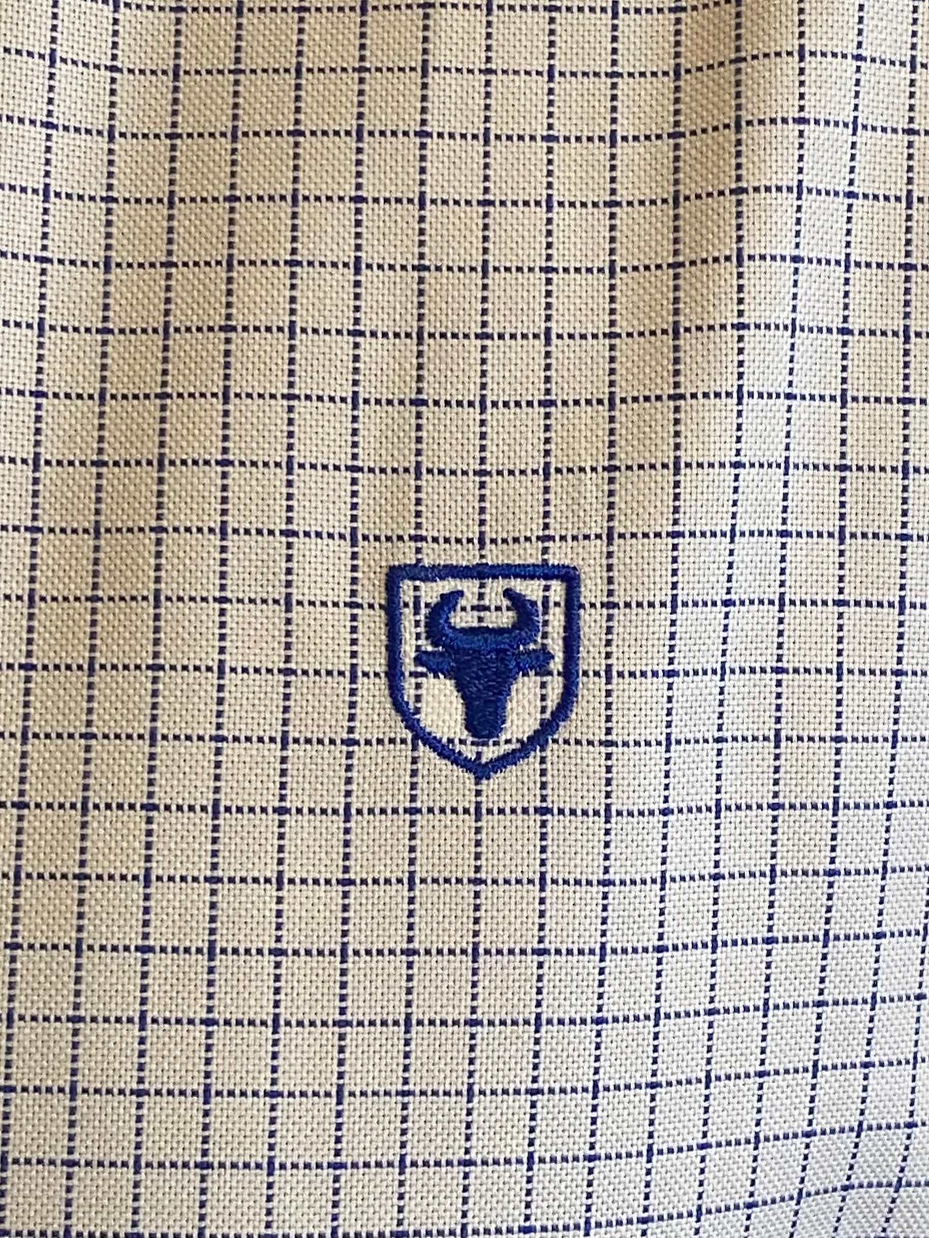 Camisa Oxford Cuadros Medianos Punteados Azul Marino