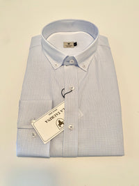 Camisa Oxford Cuadros Pequeños Azul