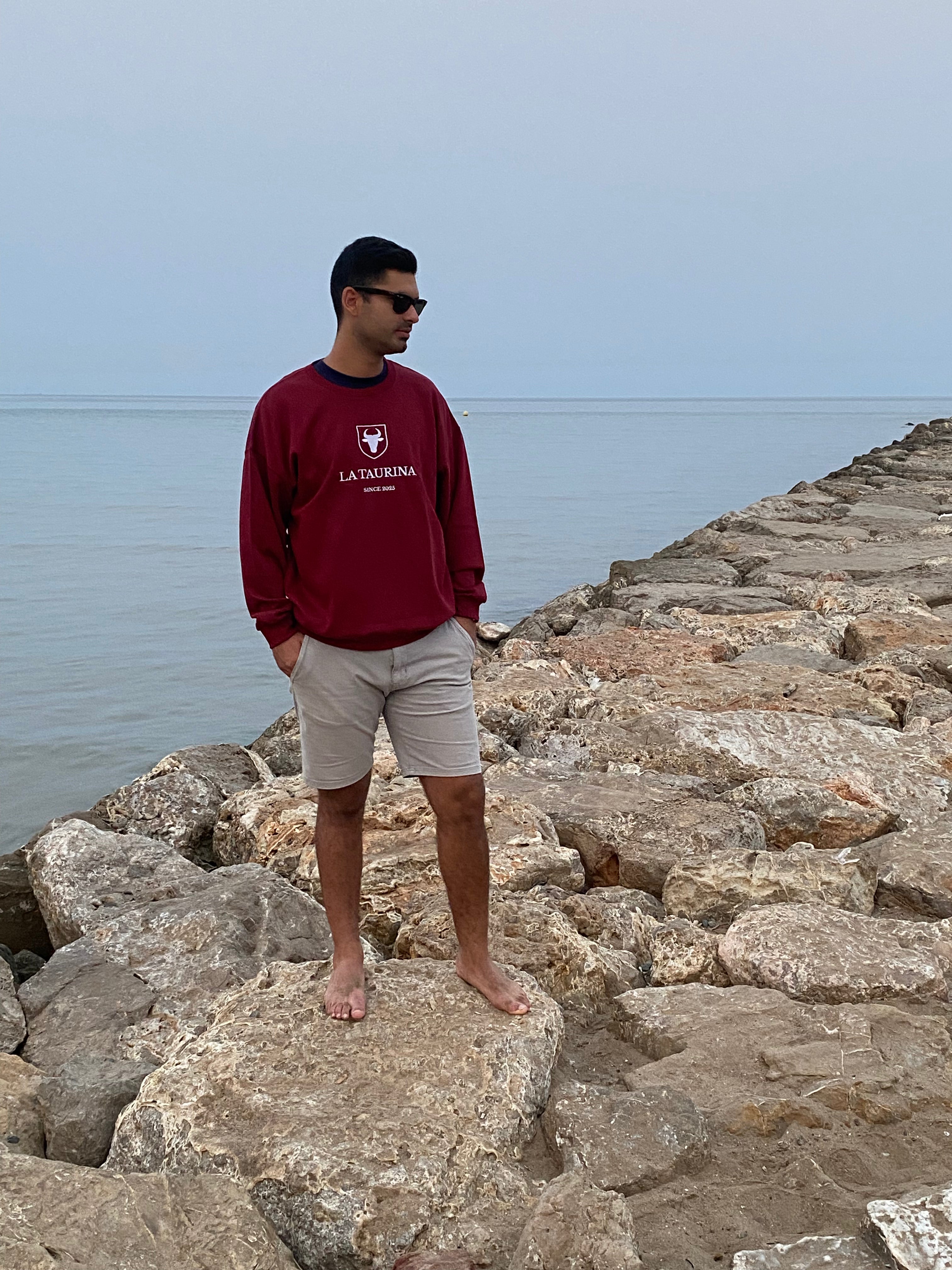 Sudadera La Taurina Rojo Granate - Entretiempo Oversize