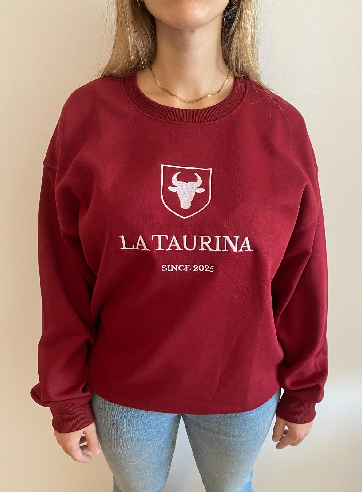Sudadera La Taurina Rojo Granate - Entretiempo Oversize