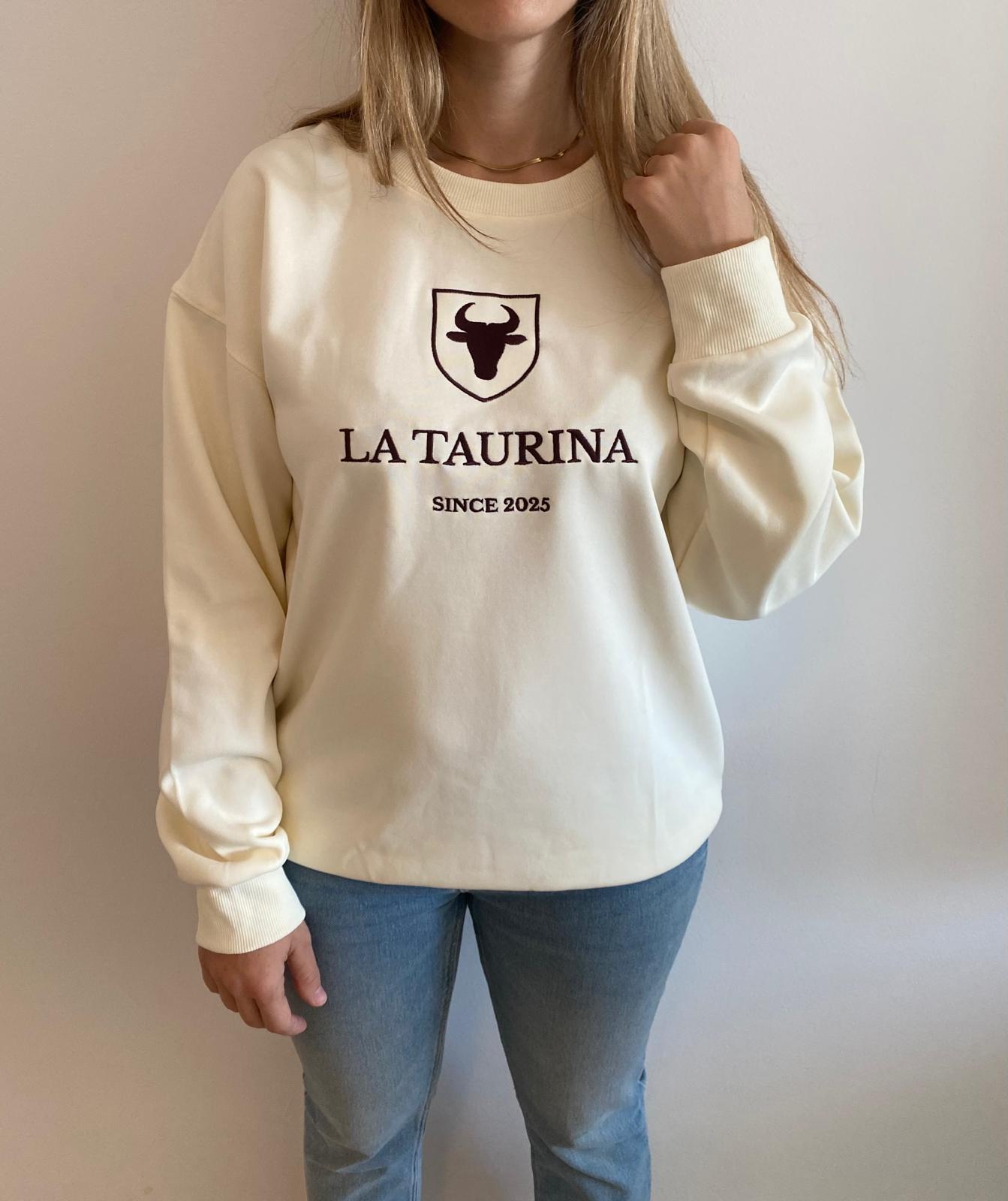 Sudadera La Taurina Blanco Cremoso - Entretiempo Oversize